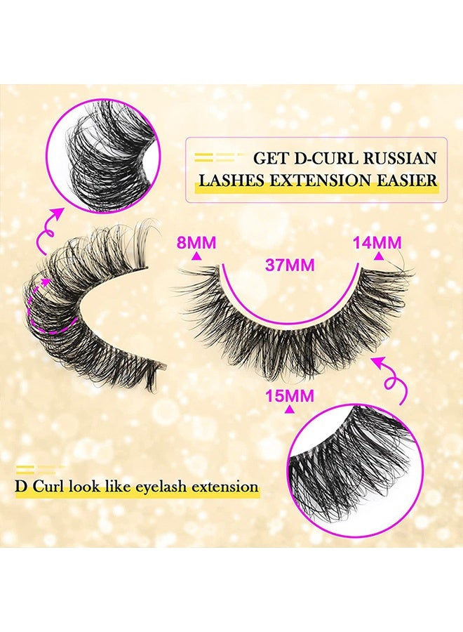 رموش صناعية روسية على شكل شريط، تجعيد D، مظهر طبيعي خفيف، رموش من فرو المنك الصناعي تشبه تركيب الرموش، كثيفة، شريط شفاف، عين قطة، عبوة رموش صناعية - Image 3